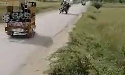 speeding rickshaws collided on a flat, empty roadz