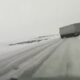 18-wheeler truck without chains in icy weather lost control and rolled over