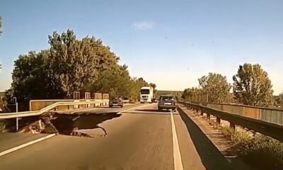 bridge collapse after a truck loaded with an old and worn bridge passes