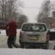 snowfall and snowy icy environment cannot stop road fights