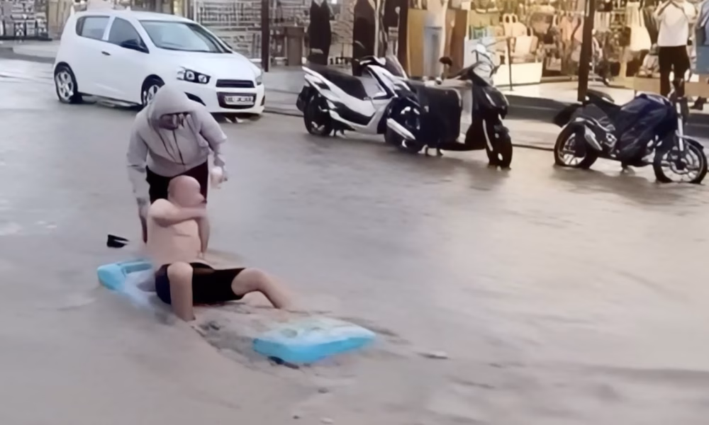 KHV 0018 Tourists Enjoy Unexpected Water Adventure